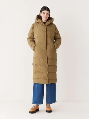 The Highland Long Puffer Coat Amber Brown