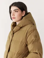 The Highland Long Puffer Coat Amber Brown