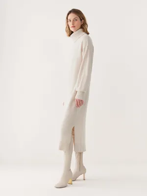 The Turtleneck Sweater Dress Cream