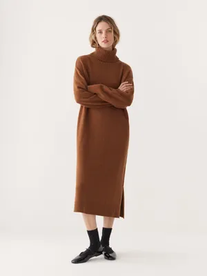 The Turtleneck Sweater Dress Caramel