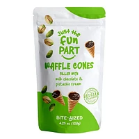 Mini Waffle Cones Filled with Pistachio Cream and Milk Chocolate