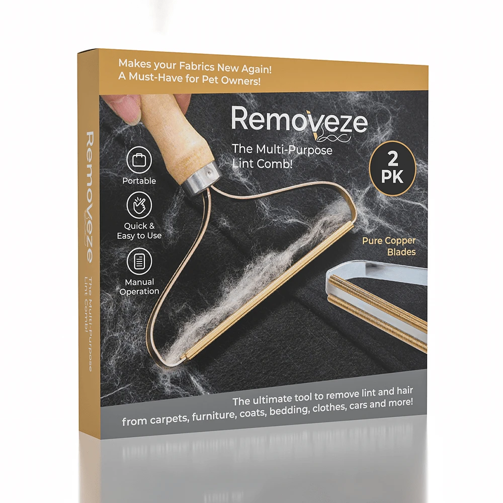 RemovEZE: The Multi-Purpose Lint Cleaner Comb (2pk) | Pure Copper Blades!