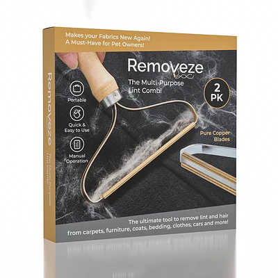 RemovEZE: The Multi-Purpose Lint Cleaner Comb (2pk) | Pure Copper Blades!