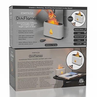 Esencia DiFlames 3-in-1 Aroma Diffuser (200mL) | Mesmerizing Cold Flame Effect!