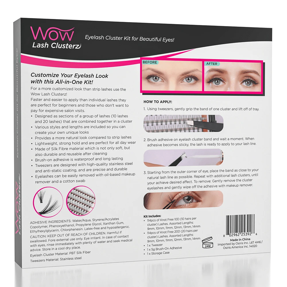 WOW Lash Clusterz Kit | 288 Eyelash Clusters | Includes Glue & Tweezers!