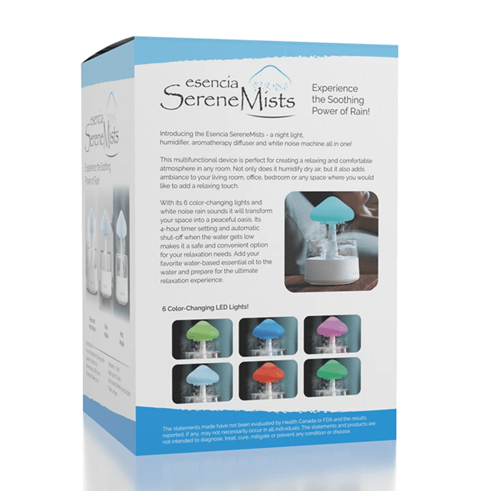 Esencia SerenceMists: (800mL) 4-in-1 Rain Cloud Humidifier