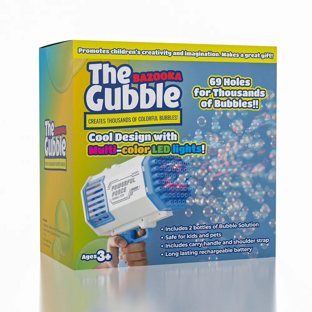 The Bazooka Gubble LED Bubble Gun | Includes 100mL Kid & Pet Safe Bubble Solution