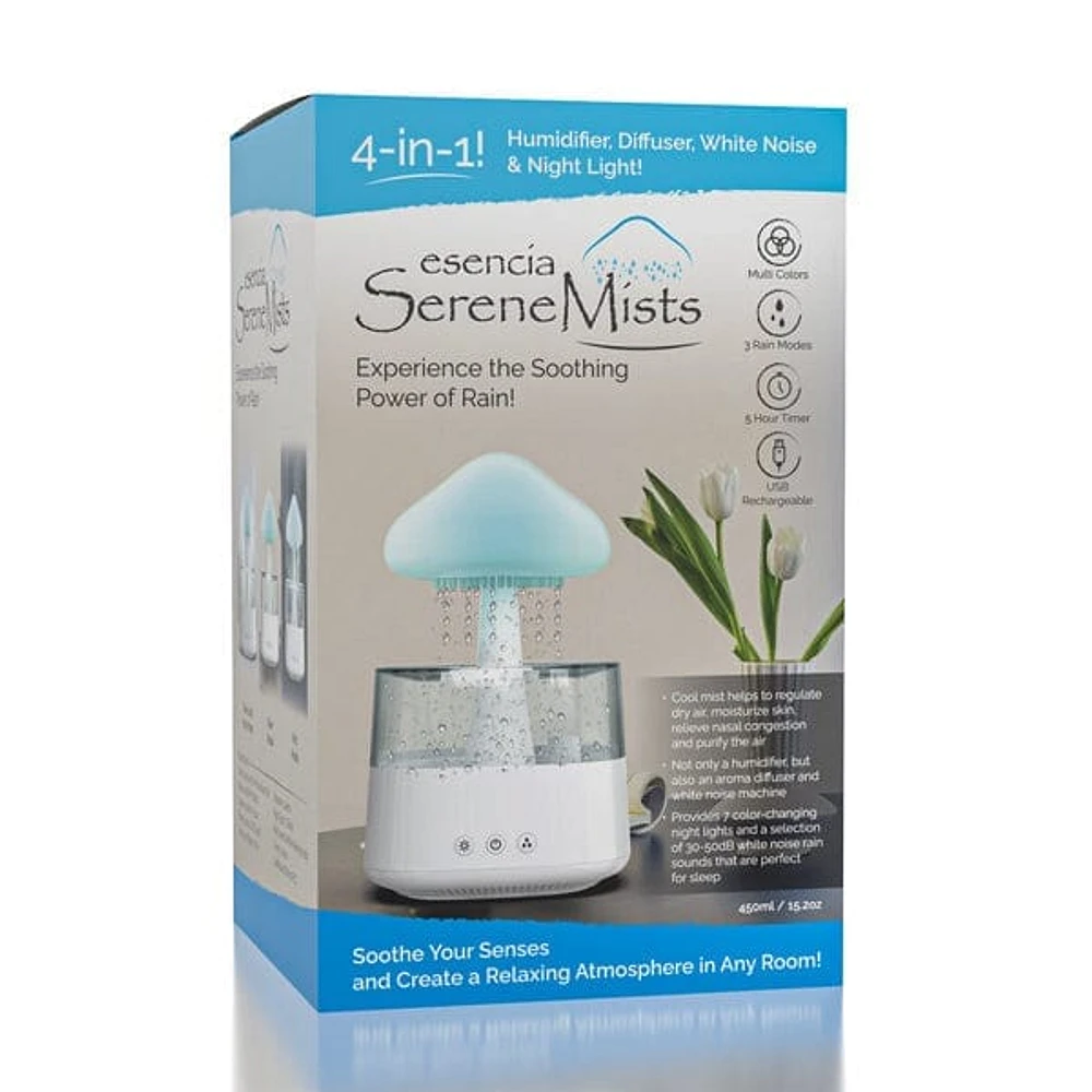 Esencia SereneMists (450mL) 4-in-1 Rain Cloud Night Light Diffuser