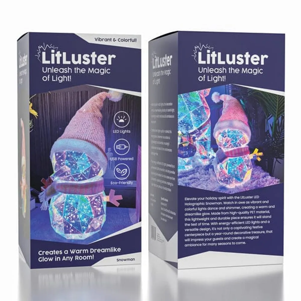 LitLuster Geometric LED Multi-Color Holographic Ornament | Snowman