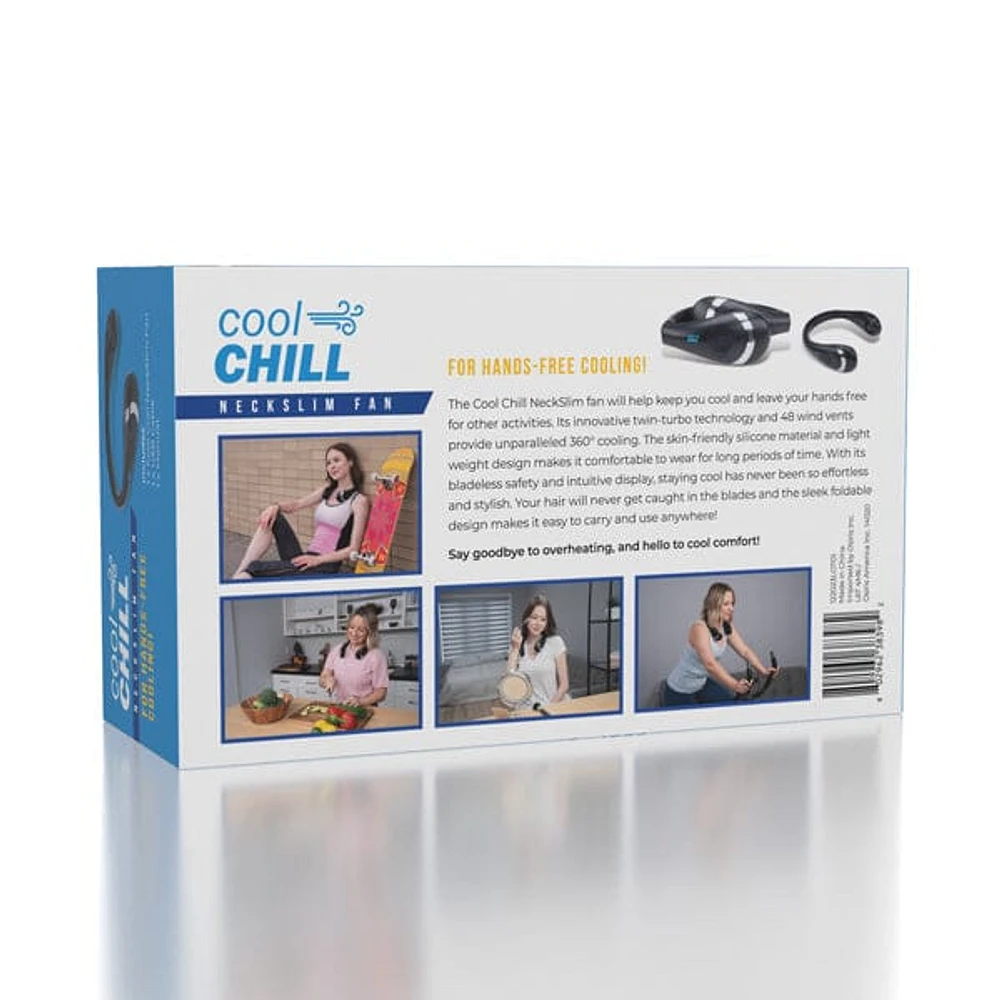 2024 Cool Chill: Foldable NeckSlim Fan in Black - With Digital Display