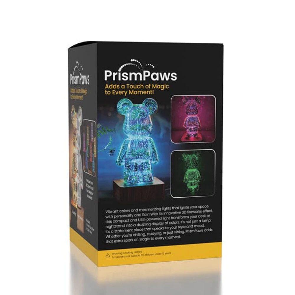 PrismPaws 3D Firework Twinkle Teddy Bear Color-Changing LED Lamp