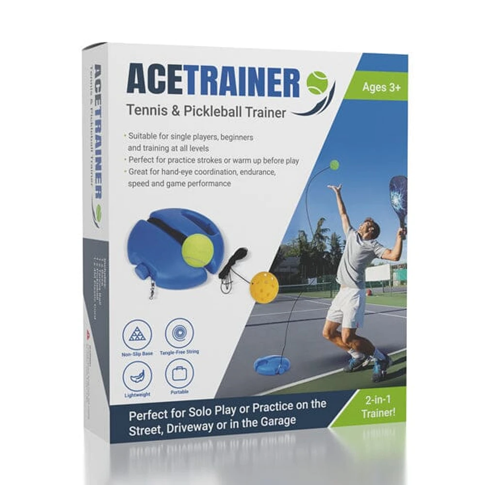 AceTrainer: Pickleball & Tennis Trainer Set w/ Water Baseboard For Rebound Practice