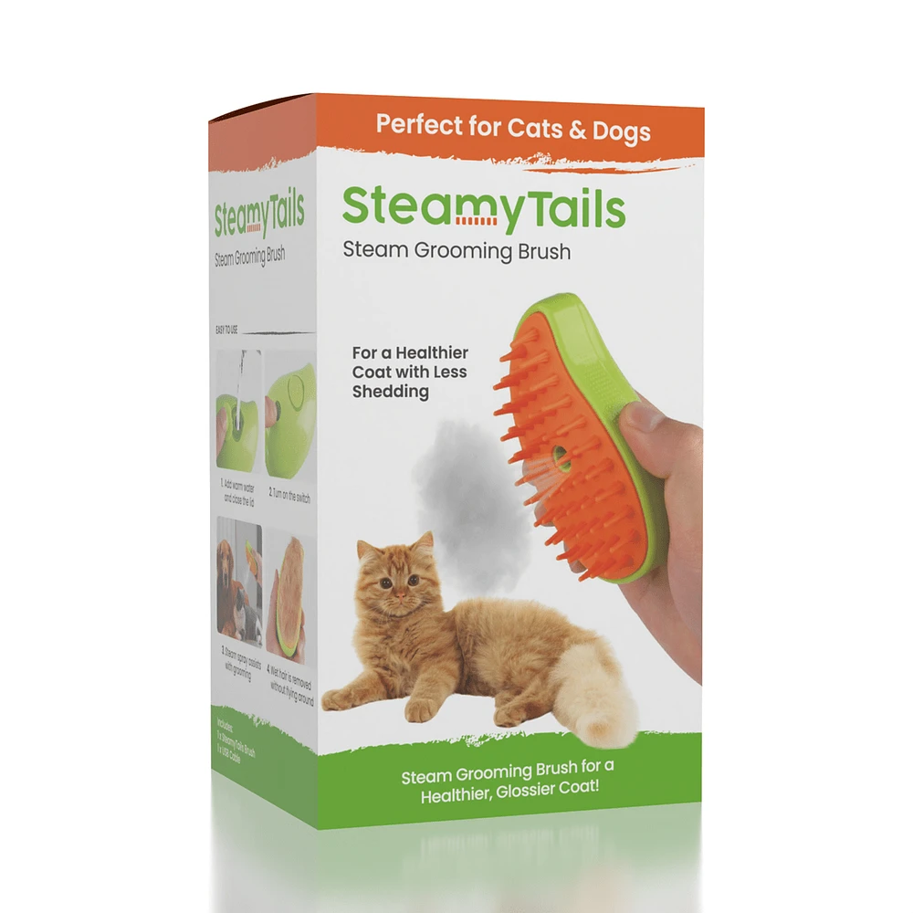 SteamyTails: Silicone Steam Grooming Brush For Cats & Dogs