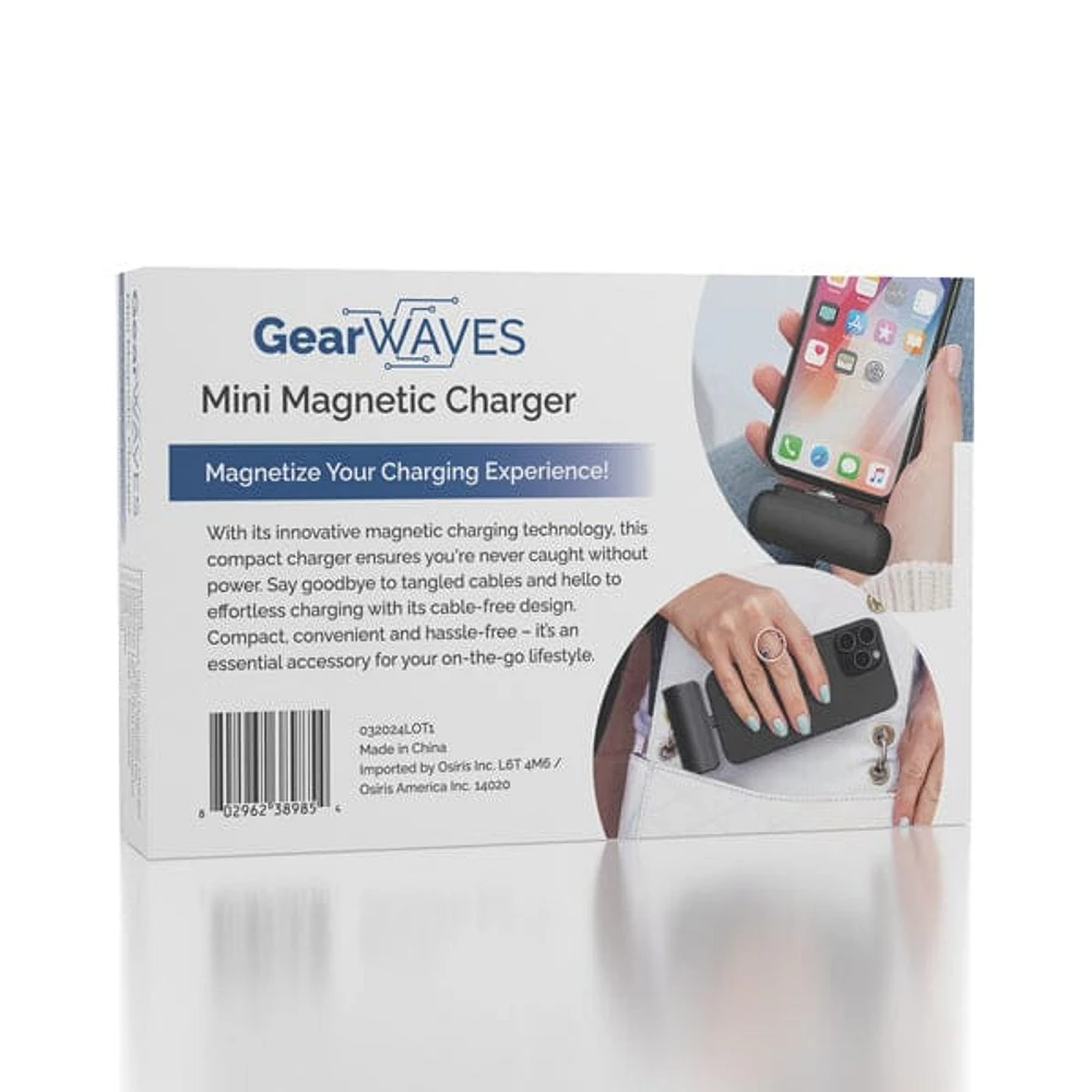 GearWaves: Mini Magnetic 3-in-1 Portable Device Charger Power Bank