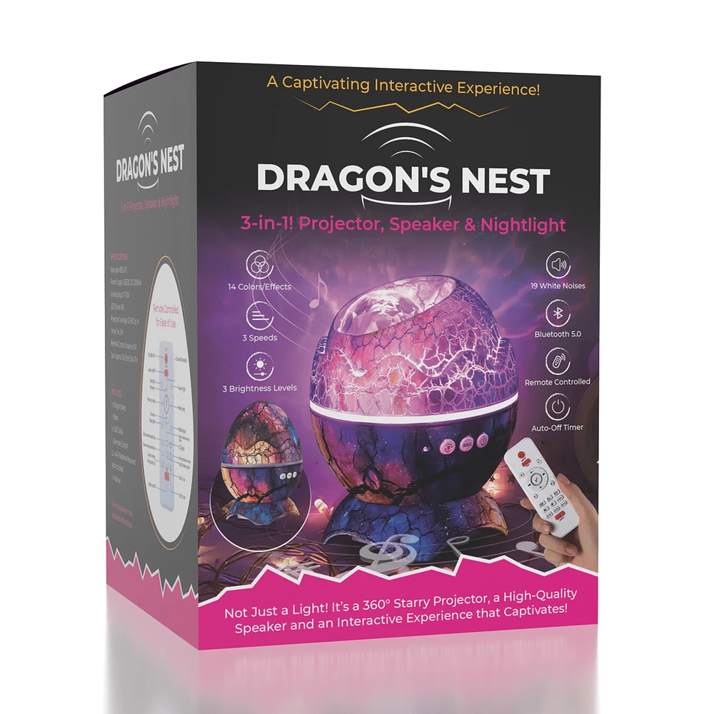 Dragon's Nest: Dragon Egg 3-in-1 Galaxy Nightlight, Projector & Speaker