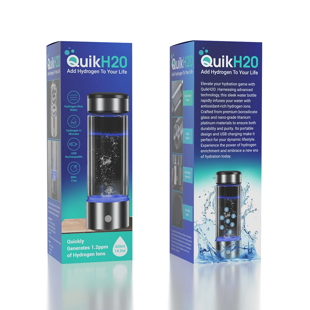 QuikH2O Hydrogen Water Bottle (420mL) - Health and Wellness