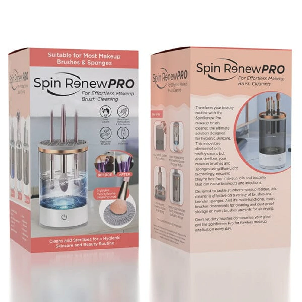 SpinRenew Pro: Spinning Ultrasonic Makeup Brush & Sponge Cleaner Machine