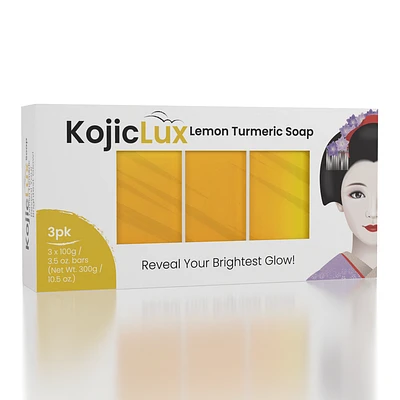 KojicLux: Lemon Turmeric Kojic Soap Bars (3pk)