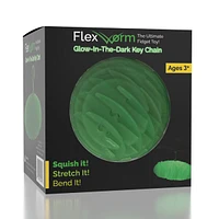 Flex Worm Glow-In-The-Dark Green 2.5" Fidget Toy Keyring (1pc)