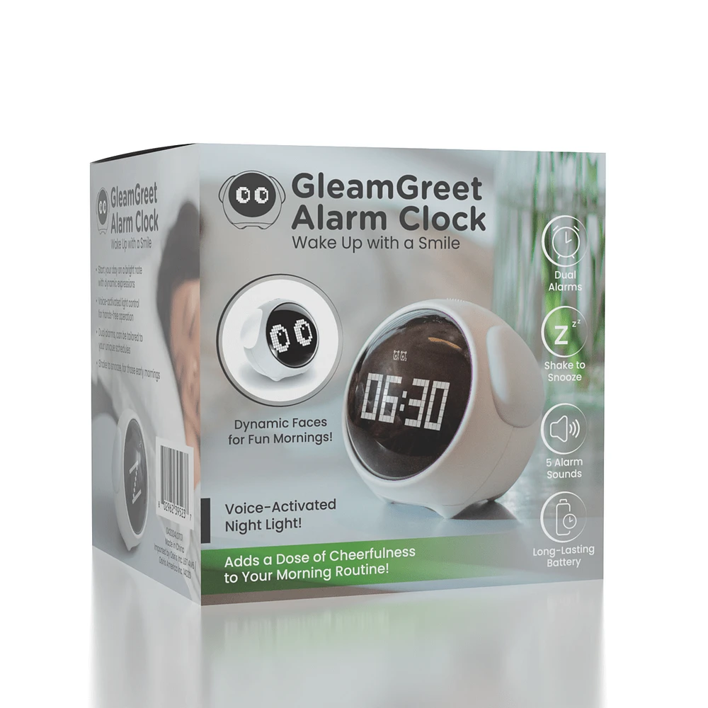 GleamGreet Digital Cute Face Alarm Clock