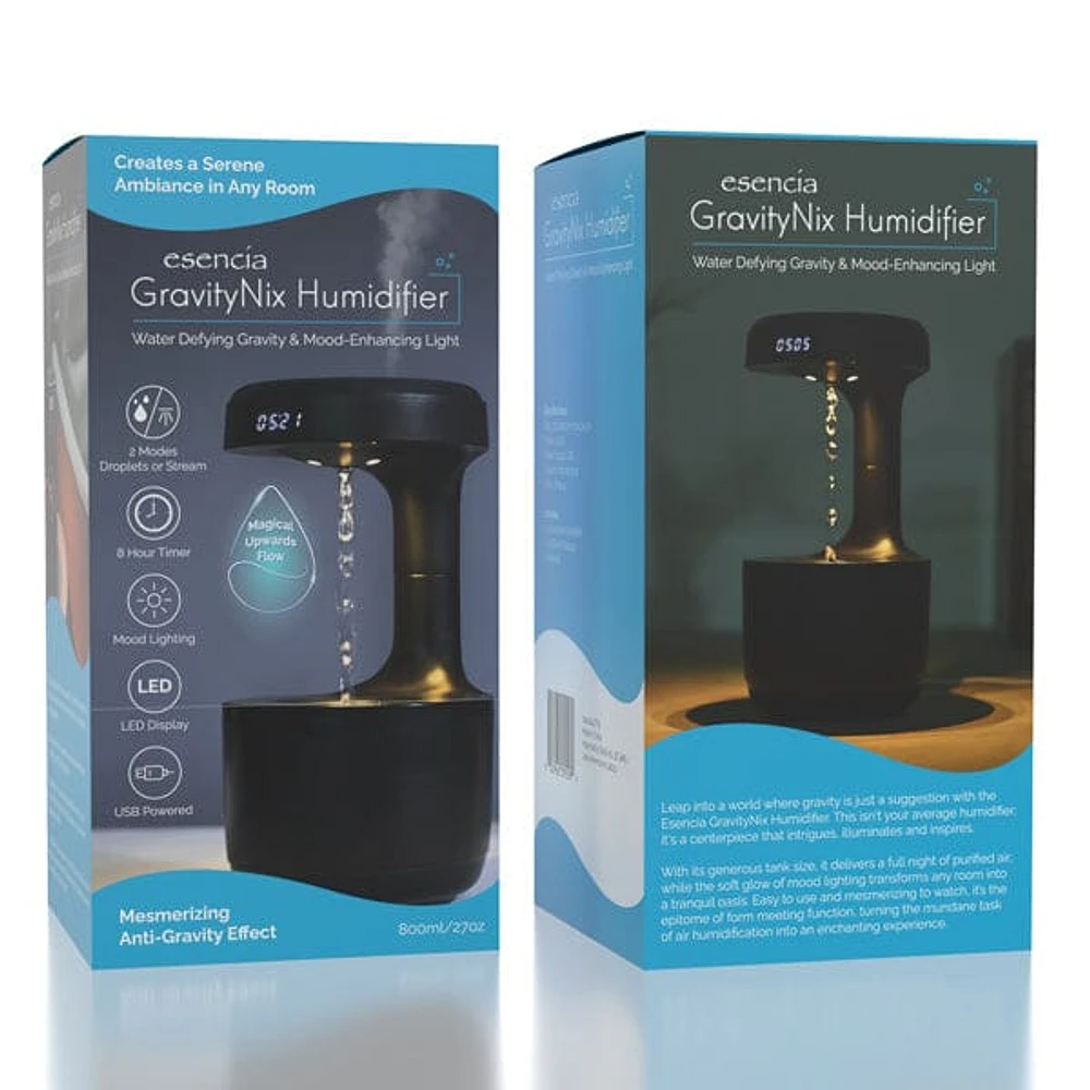 Esencia GravityNix Anti-Gravity Humidifier (800mL) with LED Clock Display