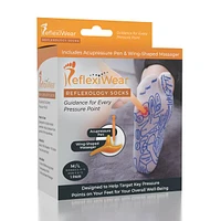 ReflexiWear Reflexology Socks Foot Pressure Point Guide Map (Multiple Sizes) 2 Massage Tools Included