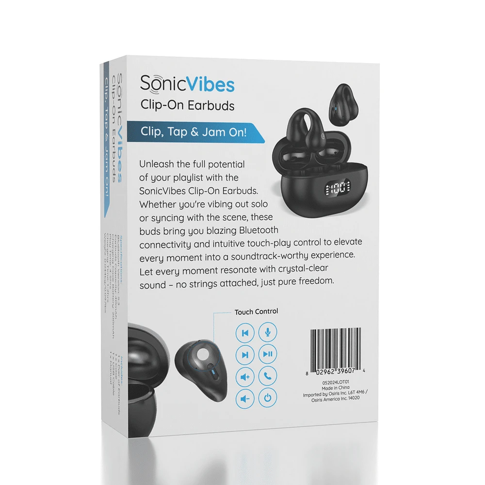 Sonic Vibes Clip-On Earbuds - Squeezable Earbuds