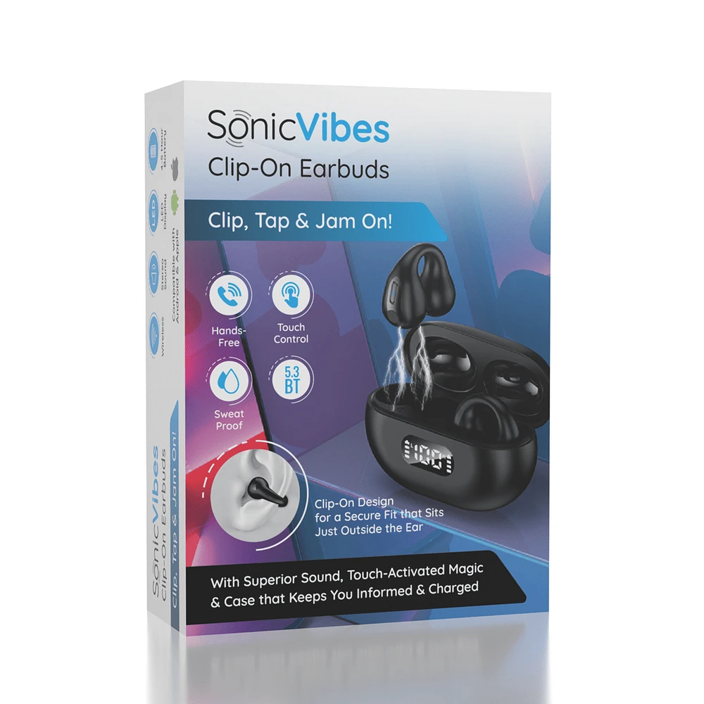 Sonic Vibes Clip-On Earbuds - Squeezable Earbuds