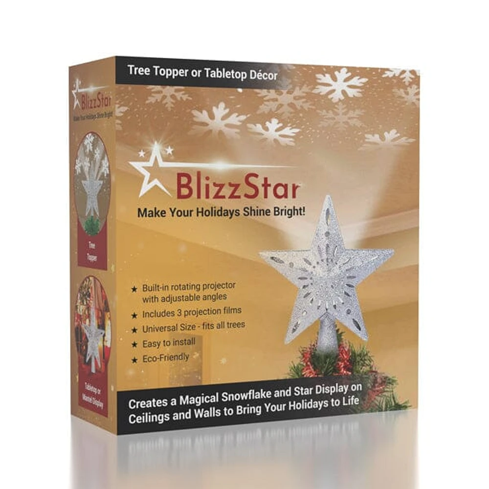 BlizzStar LED Star Christmas Tree Topper With Projector