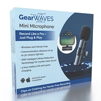 GearWaves: Mini Wireless Clip-On Microphone (Smartphone Compatible)