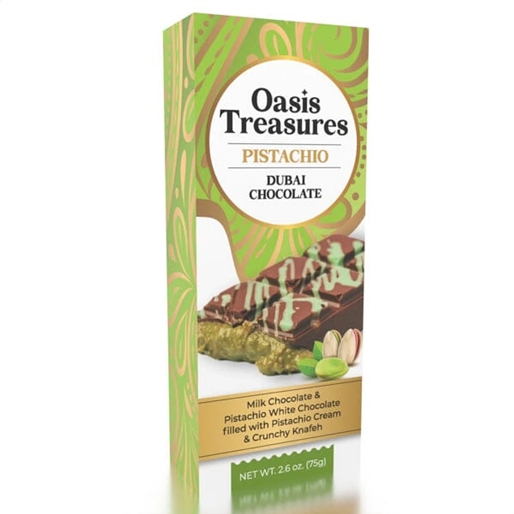 Pistachio Knafeh Dubai Chocolate Bar by Oasis Treasures (75g)