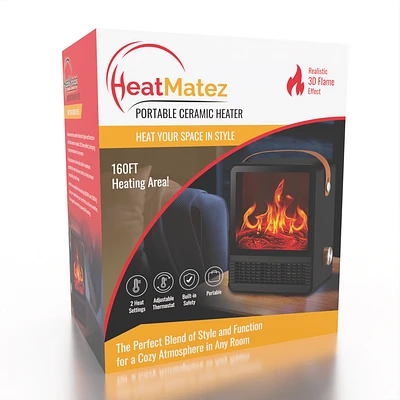 HeatMatez Portable Ceramic Heater With Real Flame!