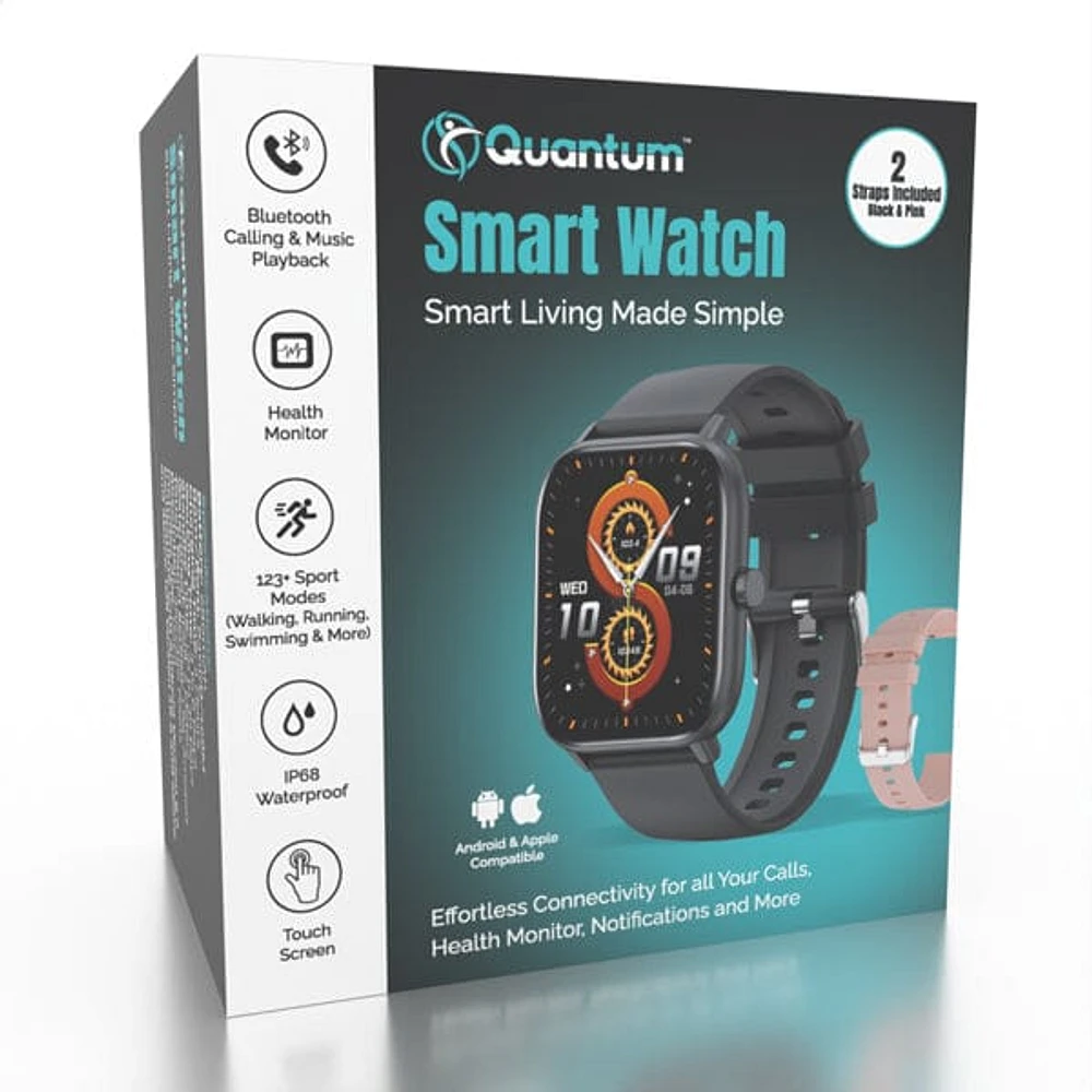 Quantum Smart Watch (2 Straps Included)