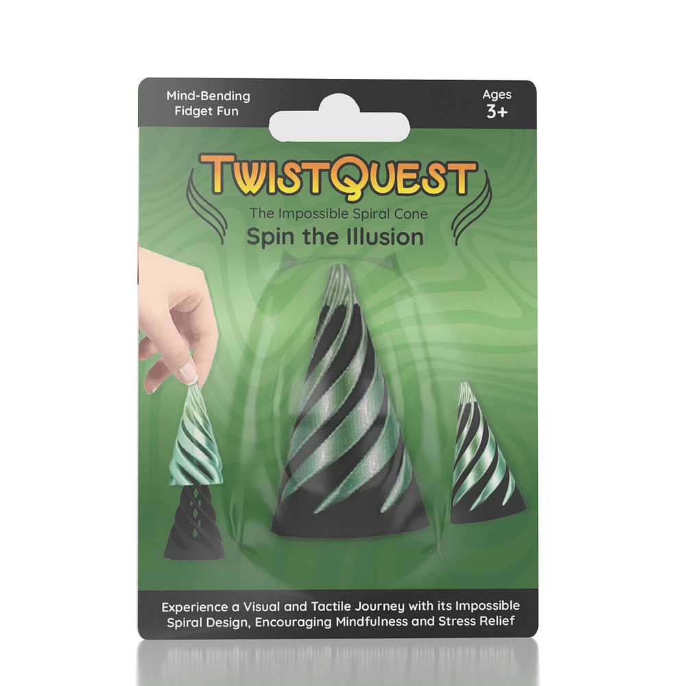 TwistQuest 3D Printed Fidget Spiral Cone Toy (1pc) Multiple Colors