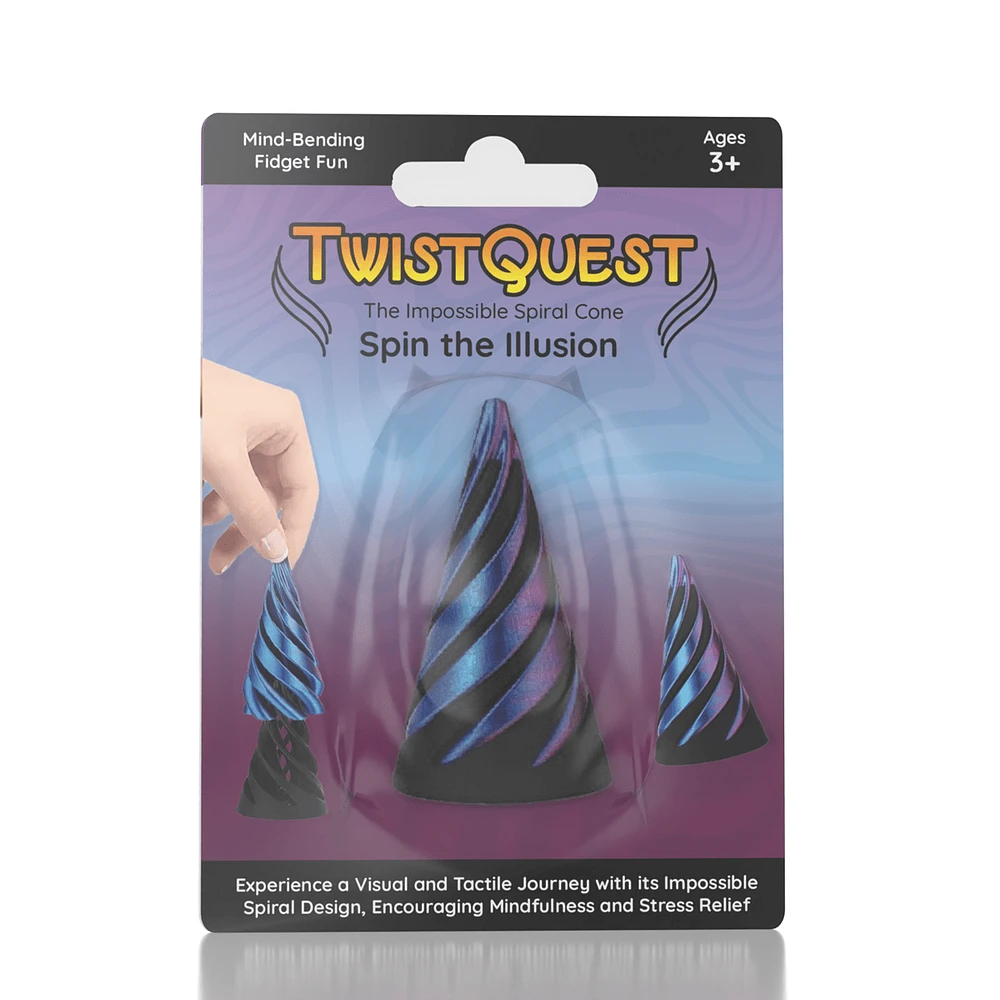 TwistQuest 3D Printed Fidget Spiral Cone Toy (1pc) Multiple Colors