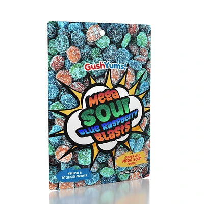 GushYums Mega Sour Blue Raspberry Blasts Gushing Gummy Candy (4oz)