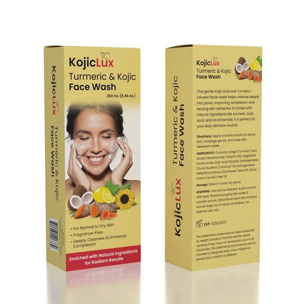 KojicLux Kojic Acid & Turmeric Face Wash Facial Cleanser (250mL)