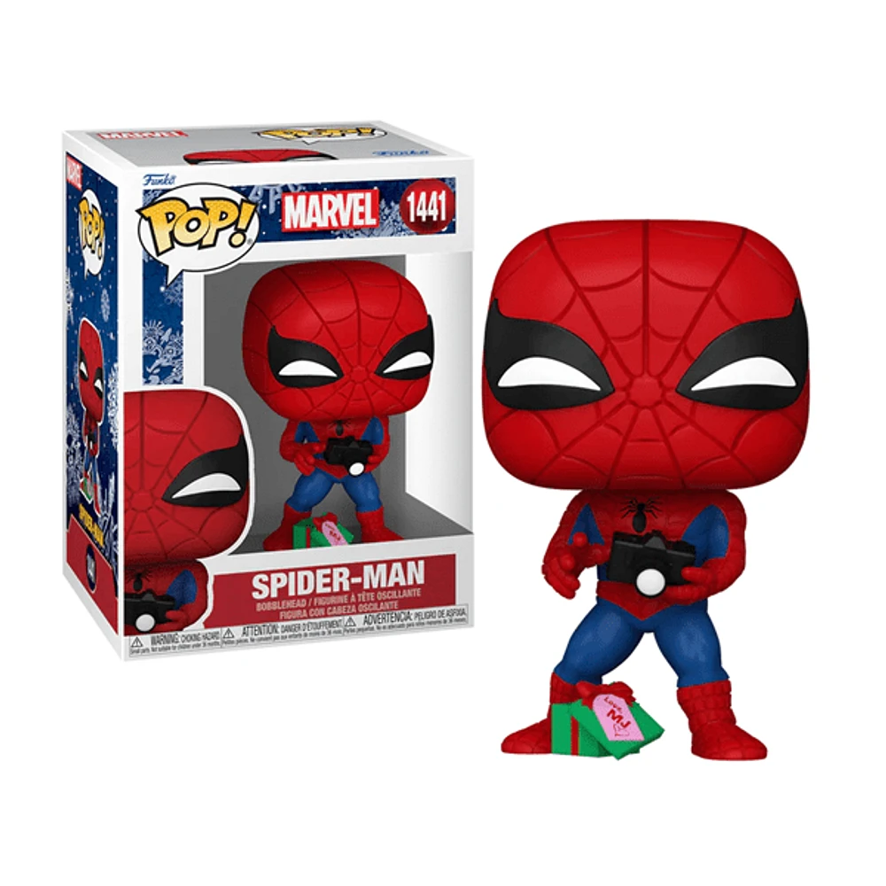 Funko Pop! Marvel: Holiday - Spider-Man with Open Gift Figure