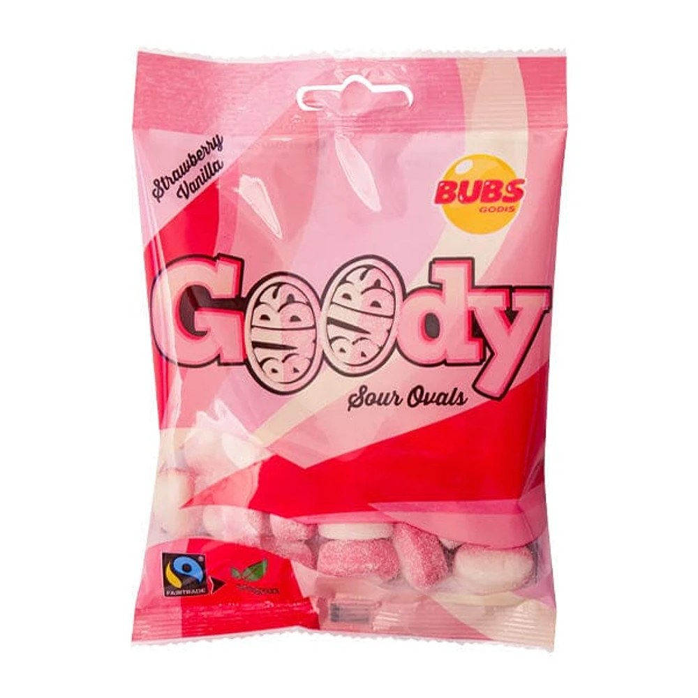 BUBS Godis: Sour Strawberry Vanilla Goody Ovals (90g) Made in Sweden