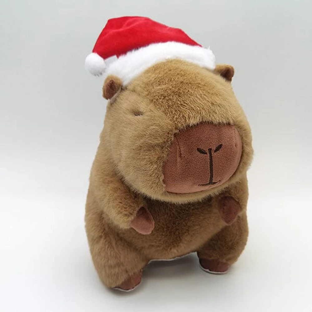 Capybara 9" Plush Toy w/ Santa Hat