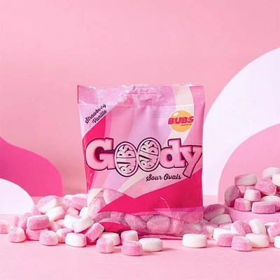 BUBS Godis: Sour Strawberry Vanilla Goody Ovals (90g)