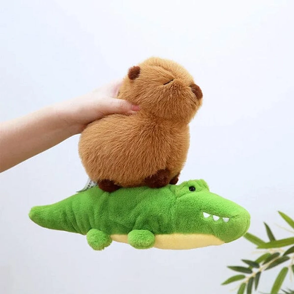 Capybara 9" Kawaii Plush Toy with Crocodile