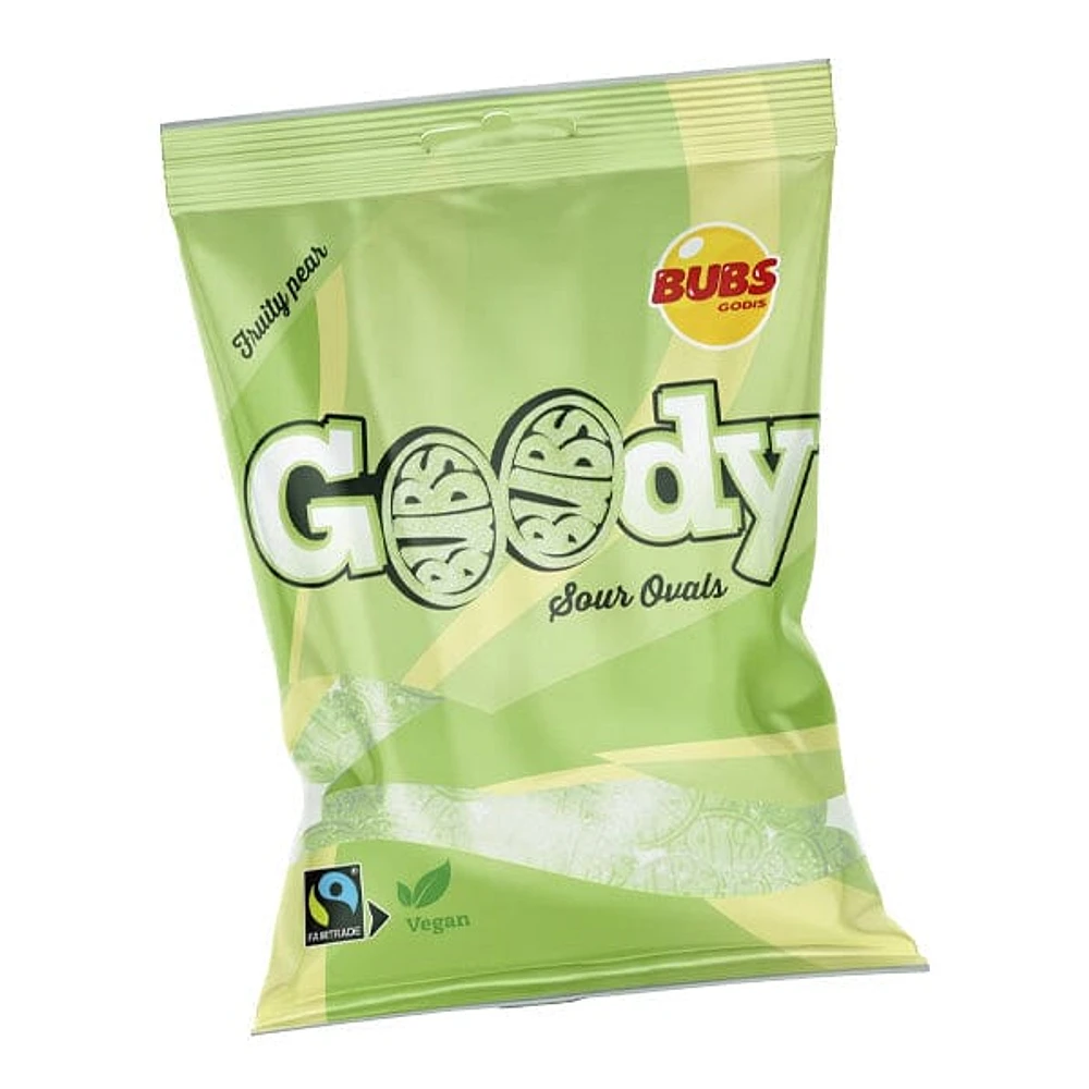 BUBS Godis: Sour Fruity Pear Goody Ovals (90g)