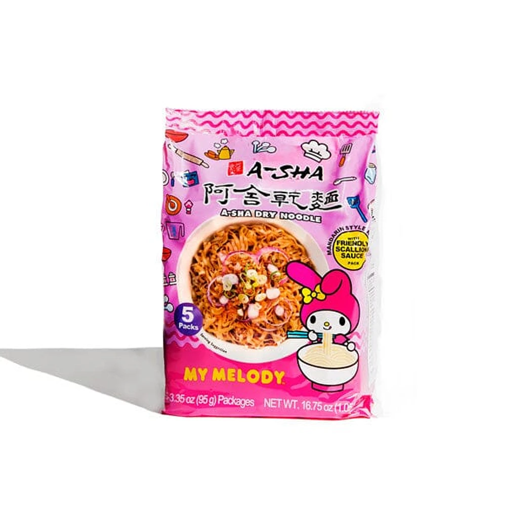 Hello Kitty x A-Sha My Melody Mandarin Noodles w/ Friendly Scallion Sauce (5 pk)