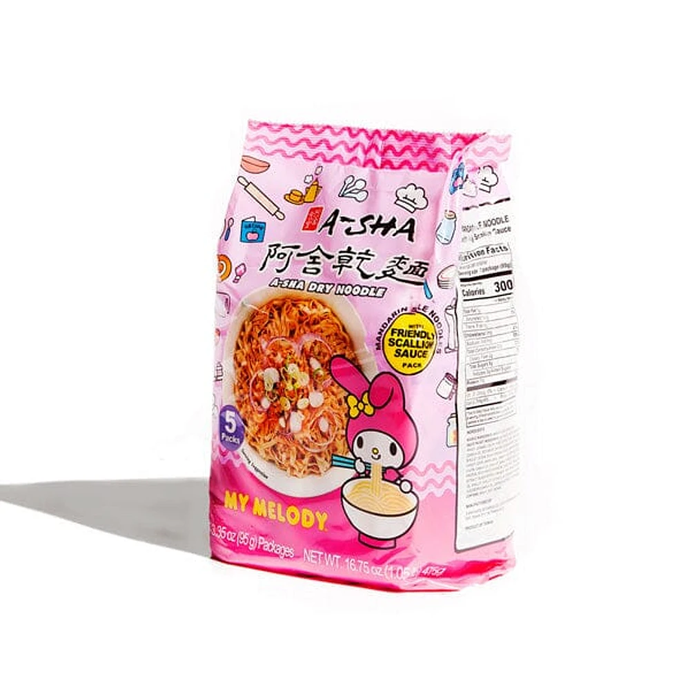 Hello Kitty x A-Sha My Melody Mandarin Noodles w/ Friendly Scallion Sauce (5 pk)