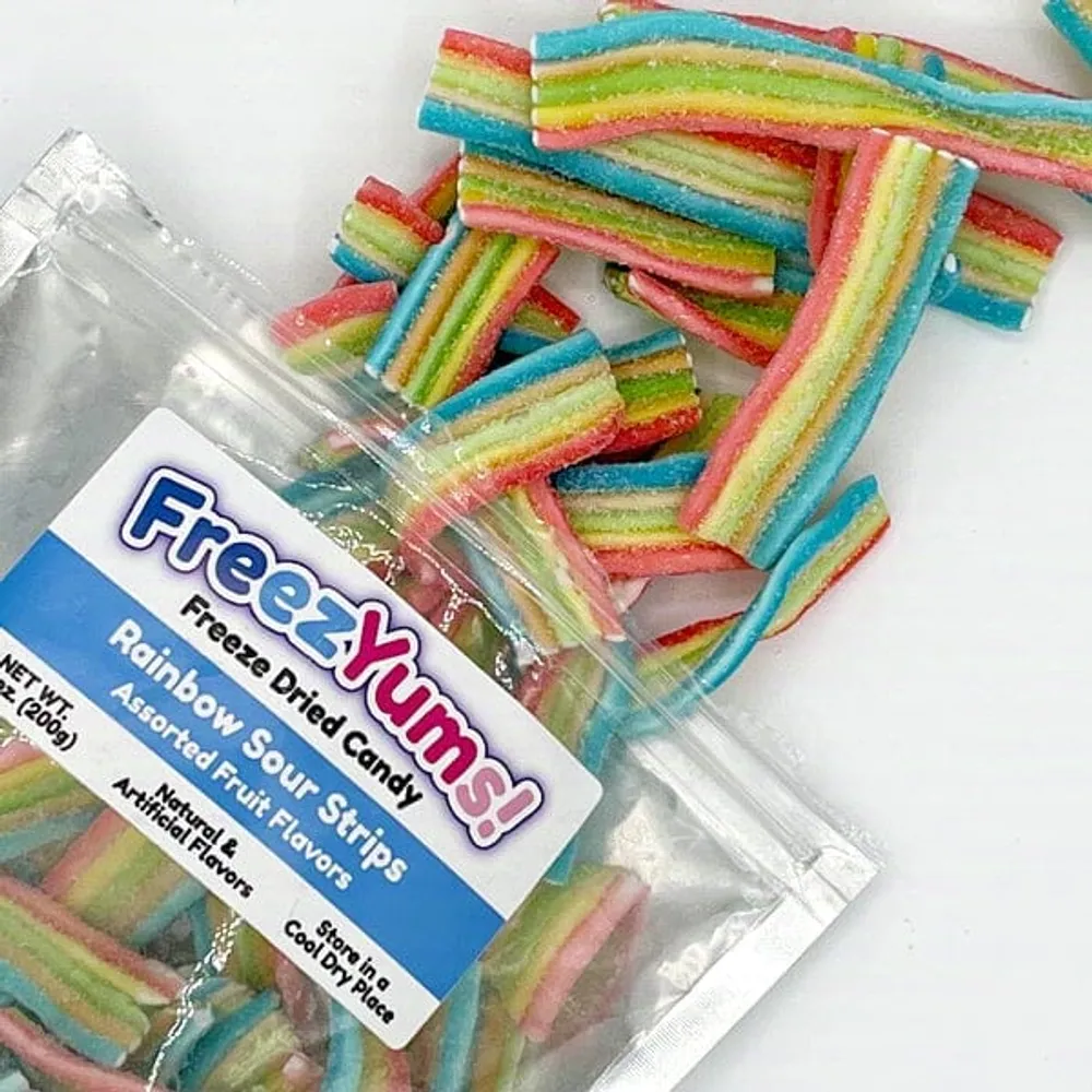 FreezYums! Freeze-Dried Rainbow Sour Strips Candy (200g)