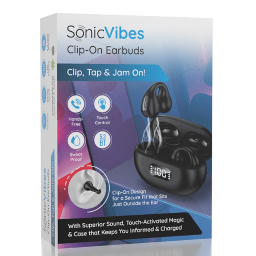 Sonic Vibes Clip-On Earbuds - Squeezable Earbuds