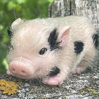 True Heart Treasures Reborn Animals: Patches The Spotted Piglet Realistic Mini Silicone Newborn Baby Pig