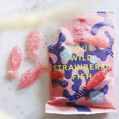 Swedish Candy: BonBon Sour Wild Strawberry Fish (5.2oz)