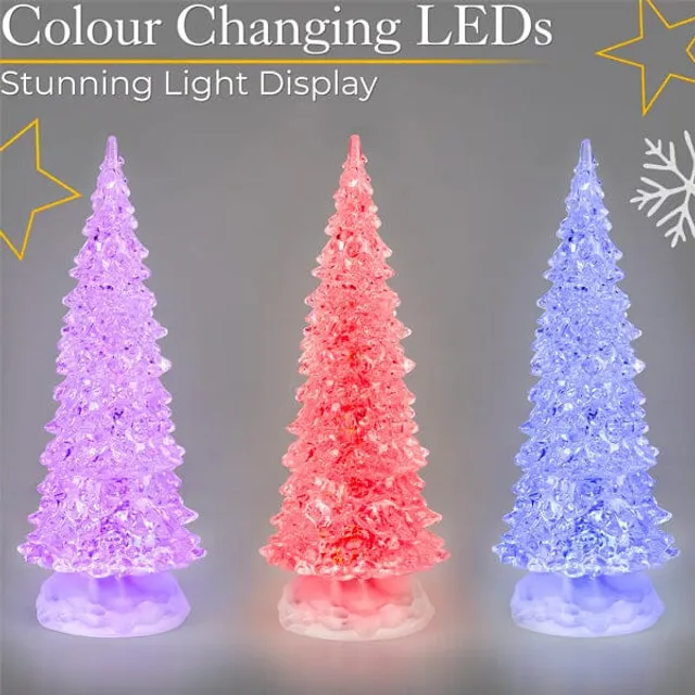 Showcase LitLuster Geometric LED Multi-Color Holographic Ornament, Christmas Tree